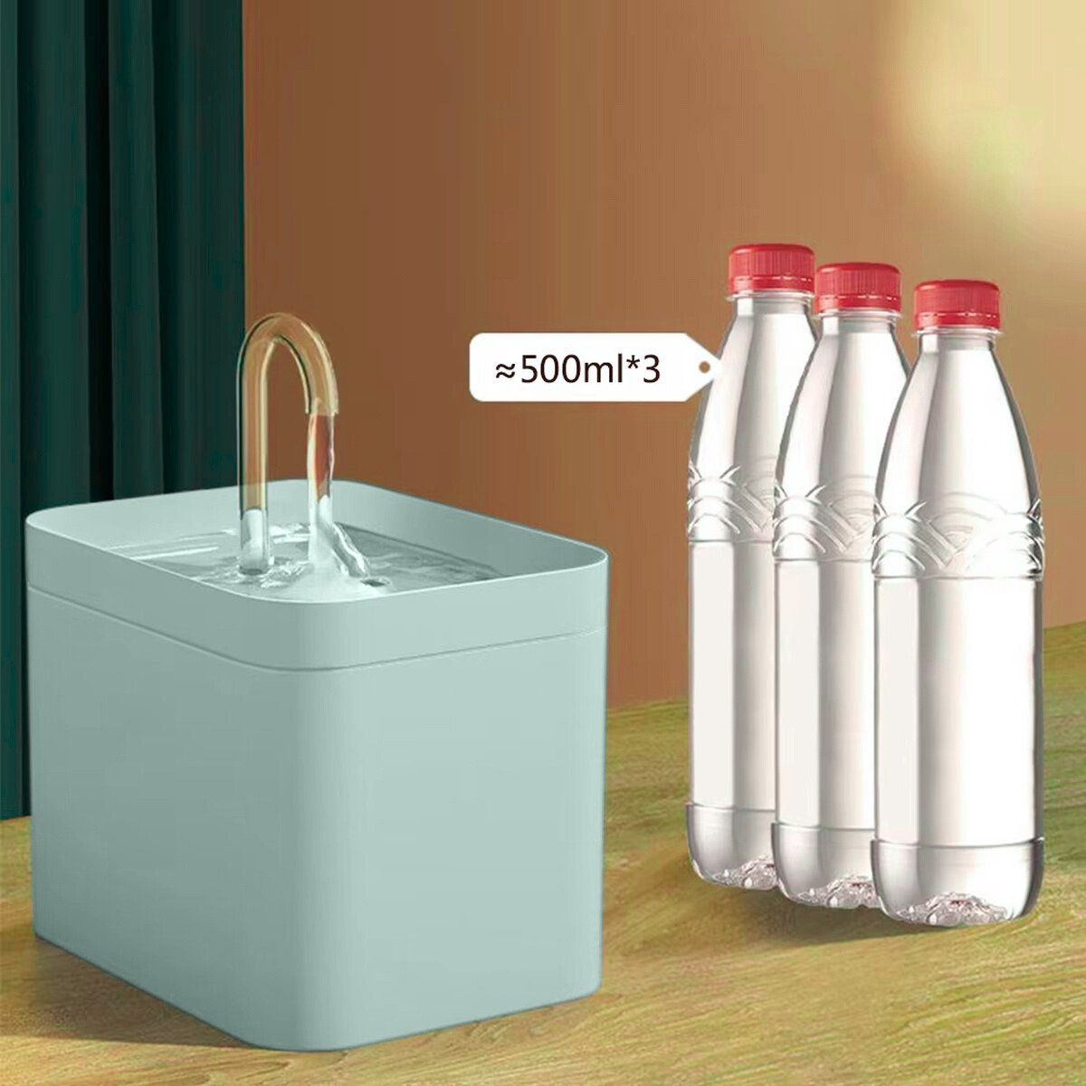 Boncy® Luxe Drinkfontein Kat & Hond - Waterfontein met Stille Pomp - Automatisch Circulatie Filter - Kattenfontein Groen - drinkfonteinen - Katten fontein drinkbak - waterdispenser thumbnail 5
