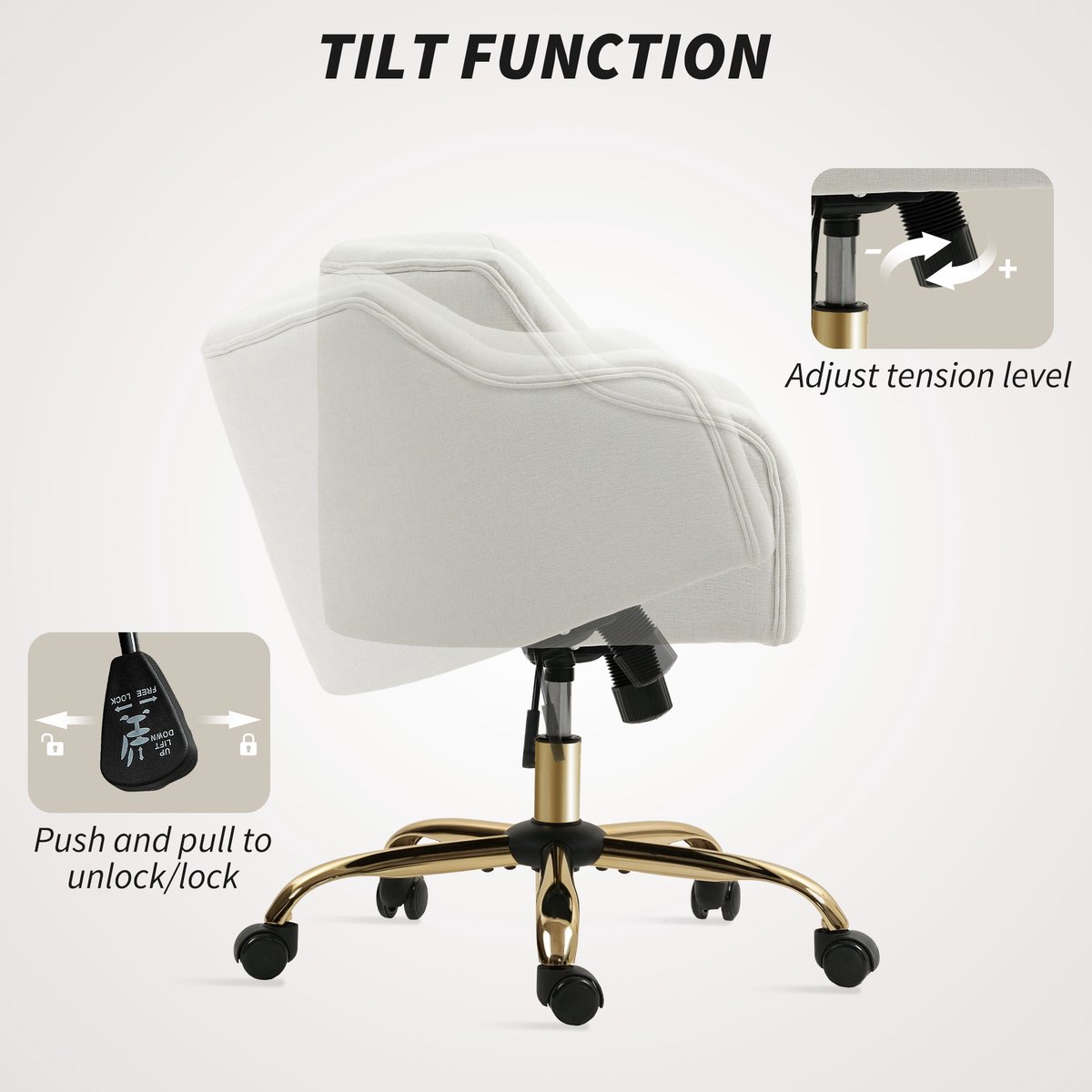 HOMCOM bureaustoel - gepolsterd - in hoogte verstelbaar - afbeelding 3