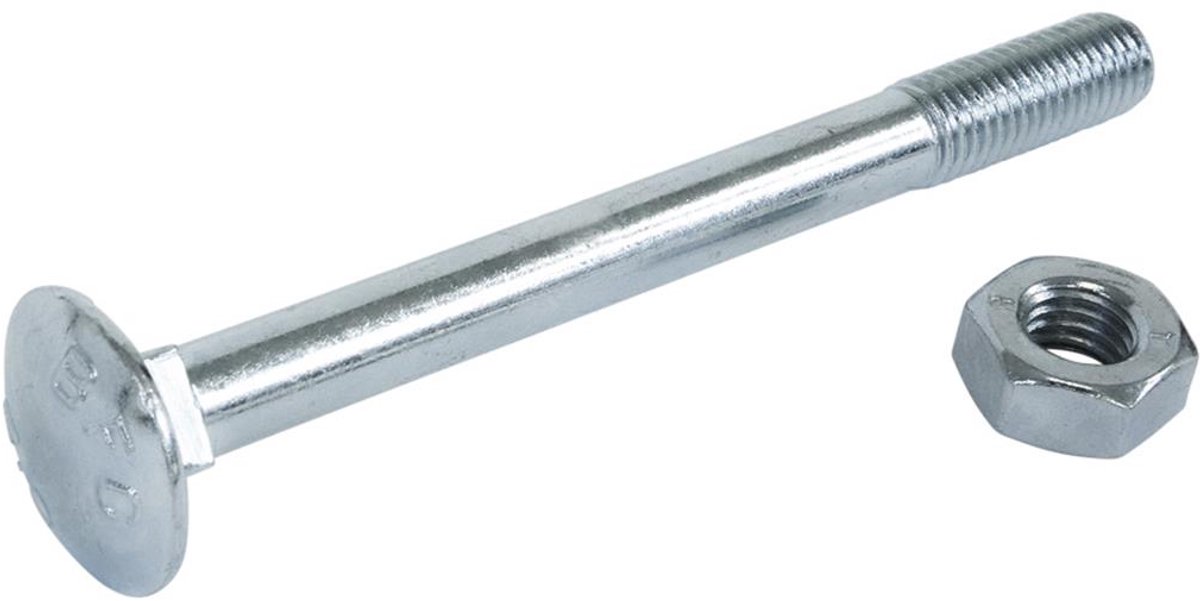 Slotbout M6 x 100mm - Incl moer - Verzinkt - DIN 603/555 (100 stuks)