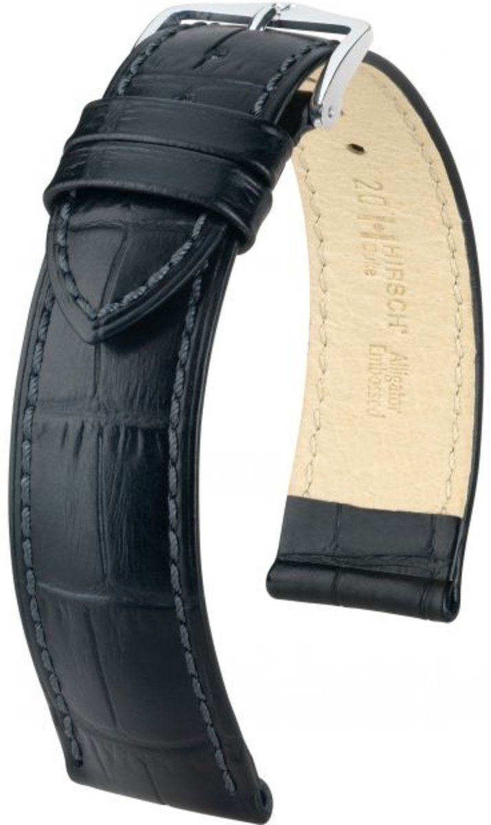 Hirsch Horlogeband - Duke Zwart - Leer - 16mm