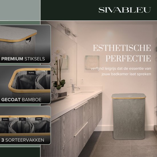 Panier à linge 3 compartiments - trieur à linge - 160L - avec 3 sacs amovibles - panier à linge - trieur à linge avec couvercle - pliable - sacs à linge neufs