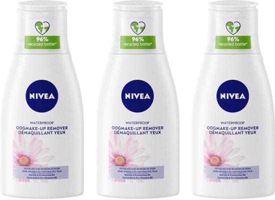 NIVEA Oogmake-Up Remover Sensitive Kamille Waterproof - 3 x 125 ml - Voordeelverpakking