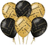 Q2P - Ballons de félicitations - Zwart et or - Sans danger pour l'hélium - Décoration d'anniversaire - Lot de 6