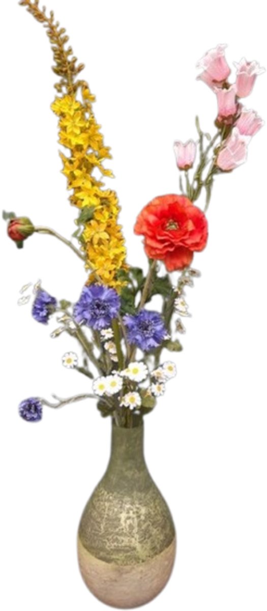 Decoratief zijdebloemen boeket met vaas – Kunstbloemen H94xD40cm – Cadeau vrouw
