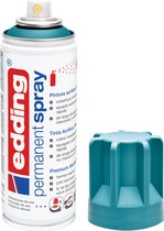 Een spuitbus edding permanent spray in de kleur petrol mat, met een losse dop.