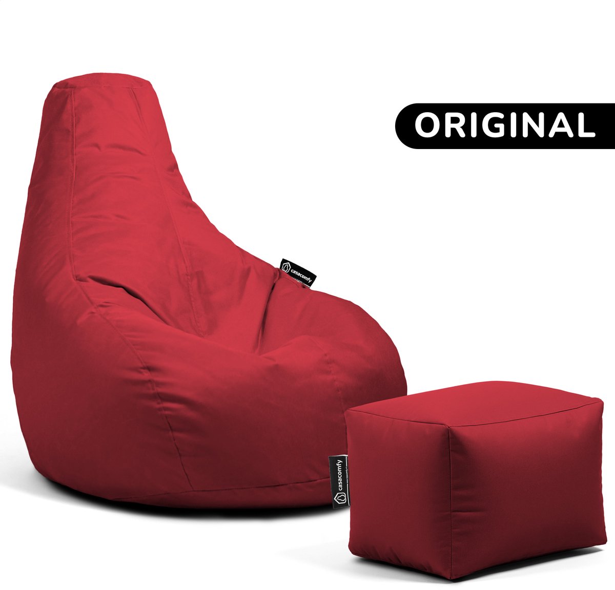 Casacomfy Premium Original - Complete Zitzak Set met Voetenbankje - Voor Volwassenen & Kinderen - Rood Rood + voetenbankje