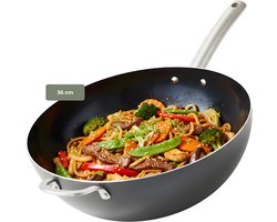 ISENVI Murray Wokpan Inductie - 36 cm (XL) - Keramisch - RVS Greep - Wok - PFAS, PTFE Vrij - Alle Warmtebronnen