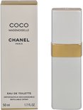 Coco Mademoiselle Eau de Toilette 50 ml spray met witte fles en gouden band.