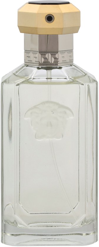 Versace The Dreamer Eau de Toilette met een gedraaide dop met gouden en zwarte accenten en Medusa-reliëf.