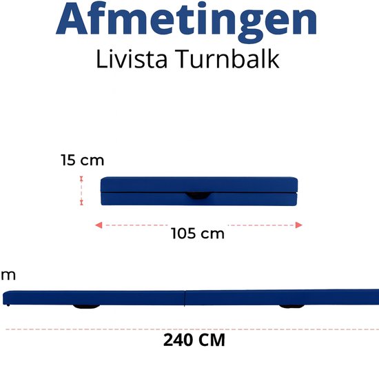 Livista Turnbalk - Voor thuis - Evenwichtsbalk - Balanstrainer - Balans speelgoed - Blauw- 240 cm - Incl. draagtas - Thuis Turnen van Merkloos — afbeelding 2