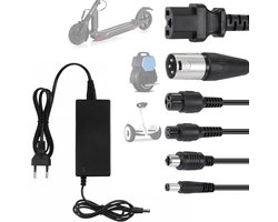 Elektrische scooter lader - 36V/42V 2A - met 6 batterijladerconnectoren - lader voor scootmobiel - elektrische fietslader - universele lader - Geschikt voor Xiaomi Mijia M365 - voor hoverboard, rolstoelen, eenwielers, fietsen en scootmobielen