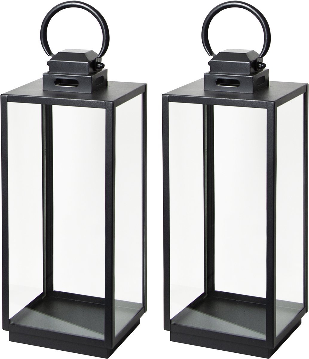 KS Verlichting Set van 2 Michigan Windlicht Zwart Small