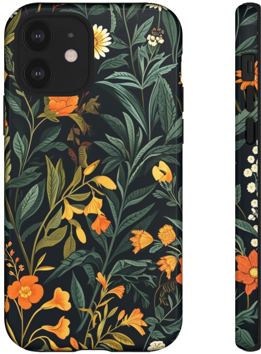 Oranje en Witte Bloemenprint – Telefoonhoesje Geschikt voor iPhone 12