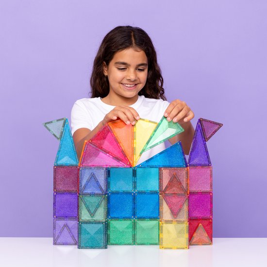 CONNETIX - Magnetisch Tegels - Glitter Kasteel Set - 48 Stuks - Magnetisch Speelgoed