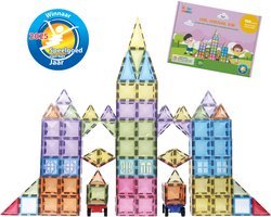 foto van Gladi Tiles Pastel 100 Stuks - Magnetisch Speelgoed - Constructie speelgoed - STEM Speelgoed voor Kinderen - Bouwset vanaf 3 jaar - Speelgoed van het jaar 2025