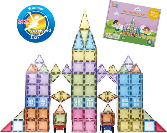 Gladi Tiles Pastel 100 Stuks – Magnetisch Speelgoed – Constructie speelgoed