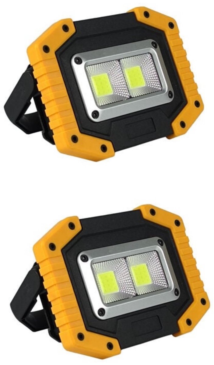 EXCITAT LED-bouwspot - Draagbare kampeerlamp - COB 30W 1500LM LED-werklamp - Geschikt voor garage, buiten, kamperen, vissen en noodbouwplaatsen - 2-pack