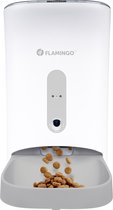 Flamingo automatische voerbar met camera – Slimme voederautomaat kat en hond – App-bestuurbare droogvoerdispenser – 4,5L – Wit – Model Omega