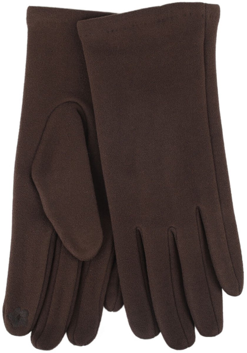 Stevige faux suede dames handschoenen Kerstin-touchscreenfunctie-effen dark maroon bruin