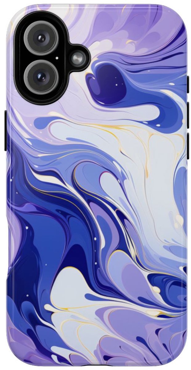 Lavendel en Indigo Gemarmerd Abstract – Telefoonhoesje Geschikt voor iPhone 16 Plus