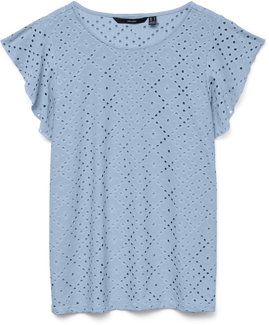 Vero Moda T-shirt Vmtassa Sl Frill Top Noos 10286067 Cashmere Blue Dames Maat - M