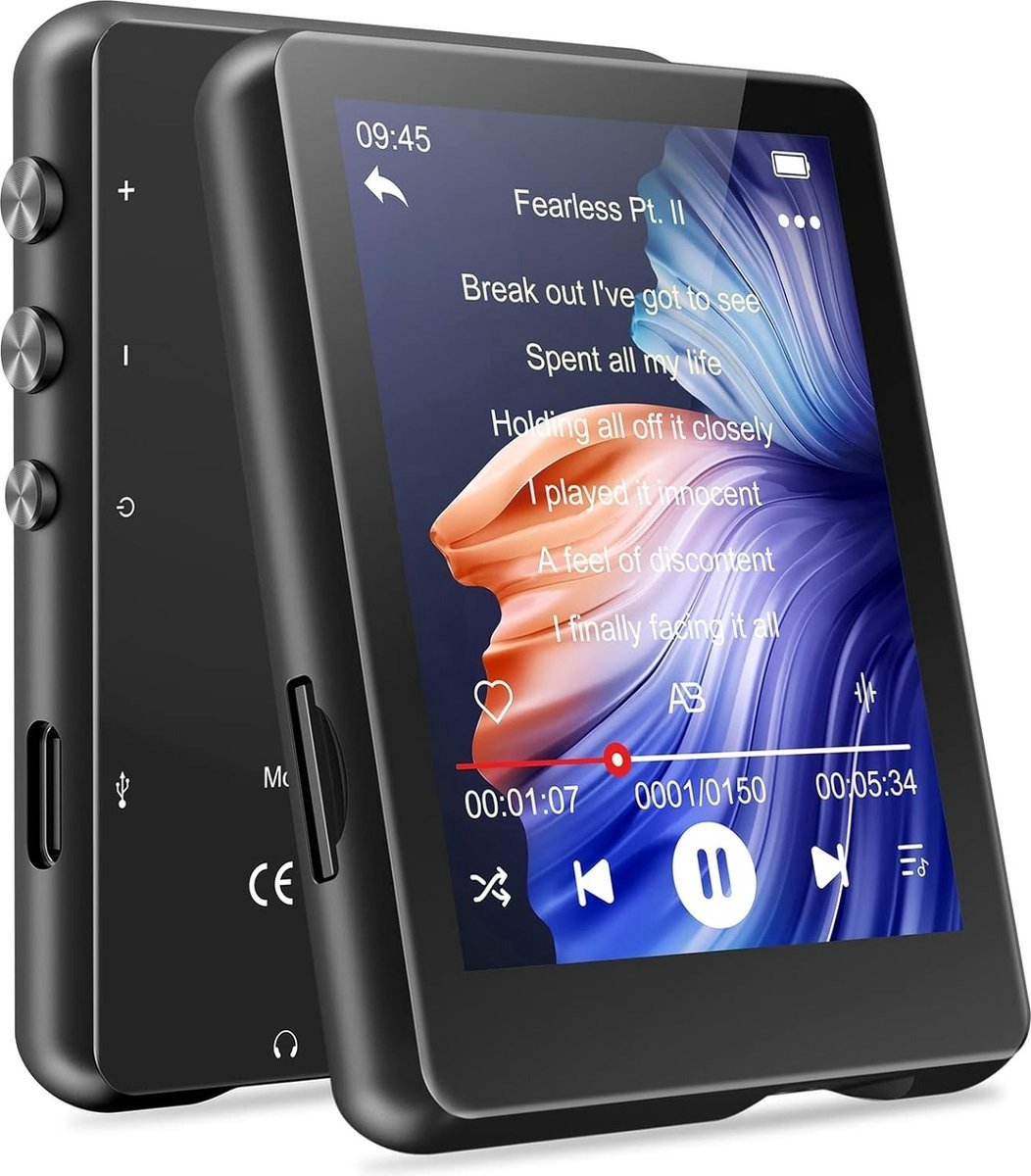 WNHB® MP3-Speler – Bluetooth 5.0 – 32 GB – 2,4” Scherm – Draagbare Muziekspeler – Hi-Res Audio – FM-Radio – Line-in Opname – Ebook – Uitbreidbaar tot 128 GB