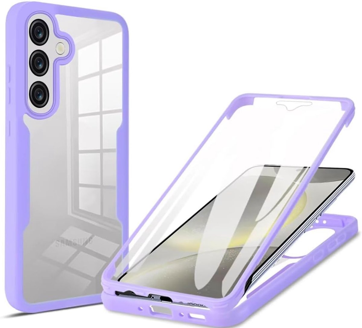 Zandarix Geschikt voor Oppo Reno 14 - Ingebouwde Screenprotector - 360 Graden - Back Cover Hoesje - Paars