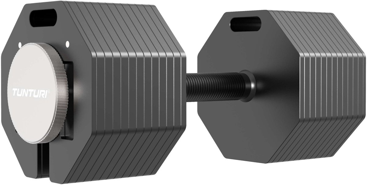 Tunturi Rapid Verstelbare Dumbbell – 53 kg – Verstelbaar van 4 tot 53 kg – 25 gewichten in één – Halterset voor thuisfitness