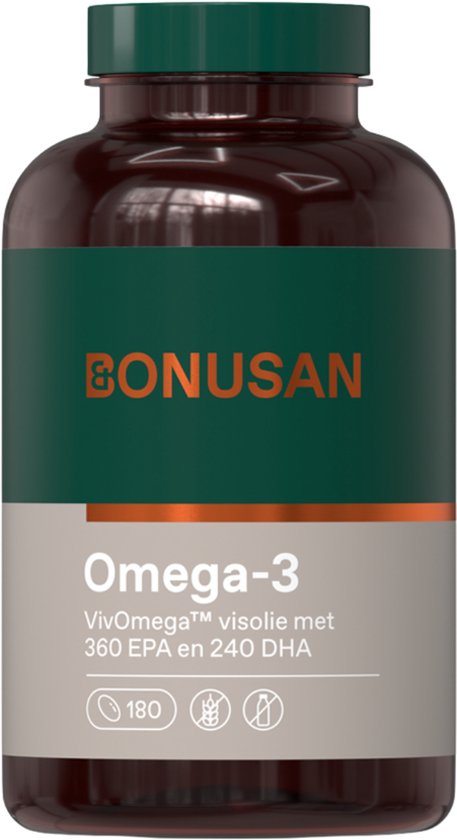 BONUSAN Omega-3 – 180 Softgels – Visolie Capsules – Voor Hart, Hersenen en Zicht