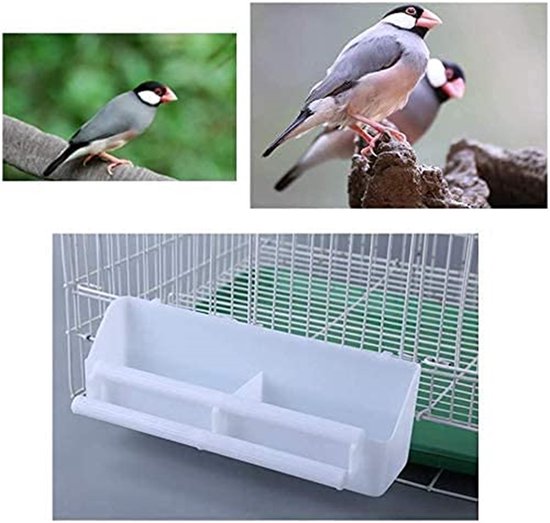 Set de 2 mangeoires à oiseaux – Mangeoires suspendues et abreuvoirs pour perroquets et petits Vogels, support Nourriture et boisson pour cage, Wit