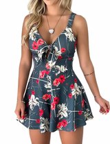 Combinaison-robe Grijs et verte - Été - Mode femme - Courte - Taille L