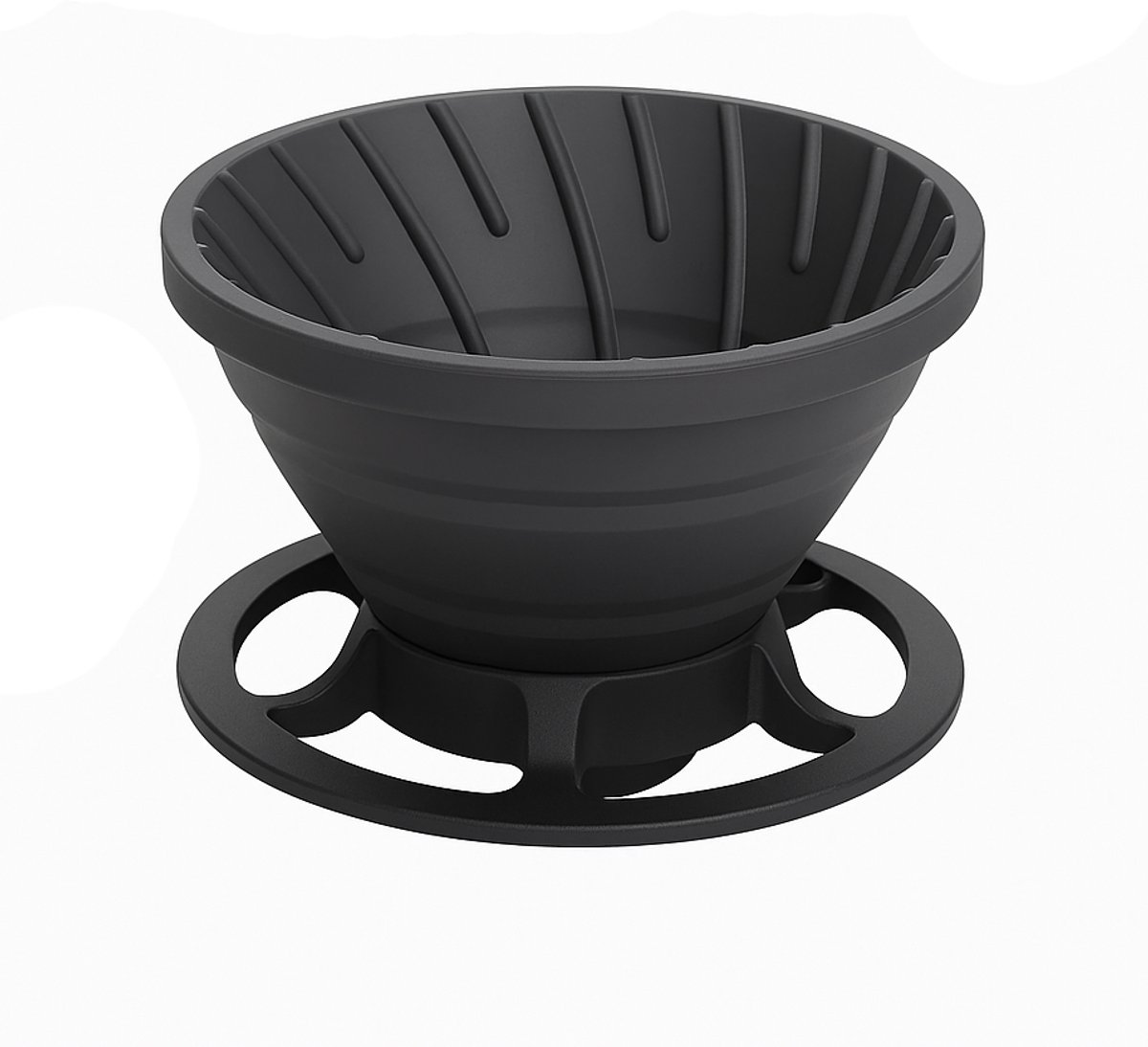 Adore Maison Barista Opvouwbare Siliconen Koffiefilterhouder – Inklapbare Pour Over Dripper – Geschikt voor Papieren Filters – Camping, Reizen & Thuisgebruik – Voor Koffie – Zwart