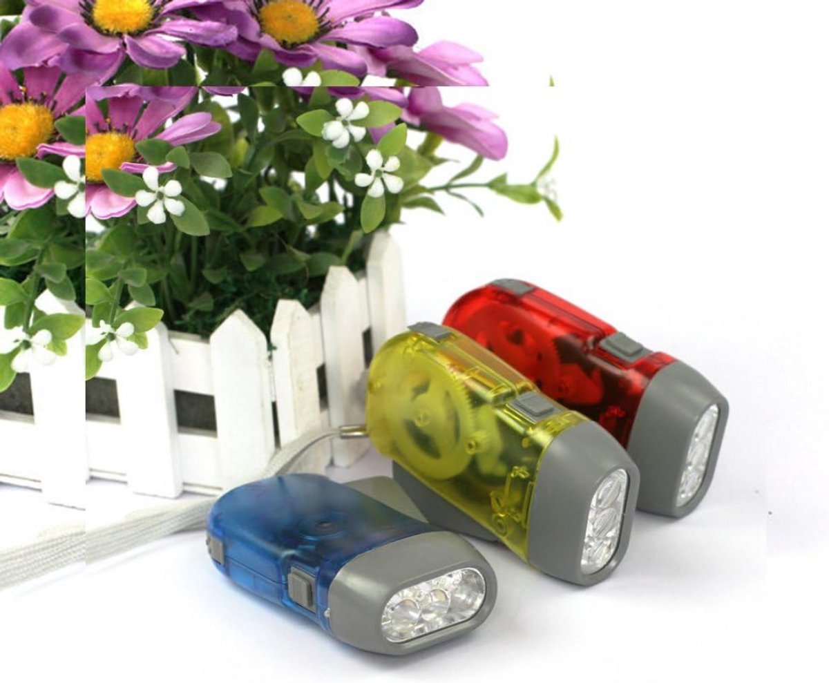SCH® Zaklamp opwindbaar - Zaklamp - Zaklampen - Blauw - 12cm x 4cm 4cm