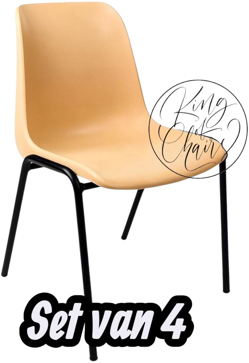 Kantinestoel Helene Beige -set van 4- zwart onderstel kantinestoel stapelstoel kuipstoel vergaderstoel tuinstoel kantine stoel stapel stoel tuin stoel kantinestoelen stapelstoelen kuipstoelen arenastoel schoolstoel bezoekersstoel Everardo