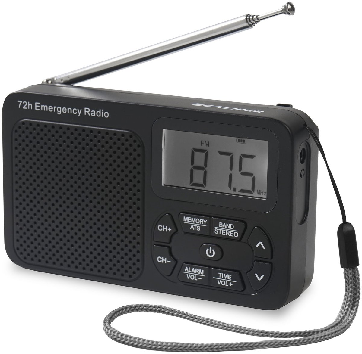 Caliber Draagbare Radio op Batterijen - Noodradio - Noodpakket Denk Vooruit - AM & FM - Koptelefoonaansluiting (HPG320B)