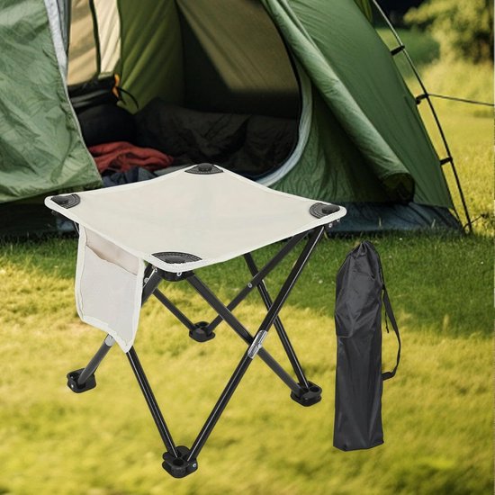 1 stuk - Opvouwbare kruk - Draagbare kleine kruk - Geschikt voor visstoel, camping, thuisbijeenkomst, barbecue, opvouwbare kruk - wit — afbeelding 4