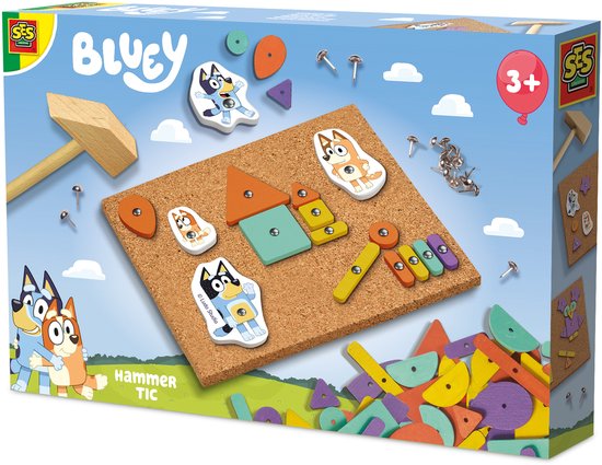SES Creative Bluey - Hamertje tik - Voor Kinderen Vanaf 3 Jaar - 24 Vormpjes en 4 Bluey Figuurtjes