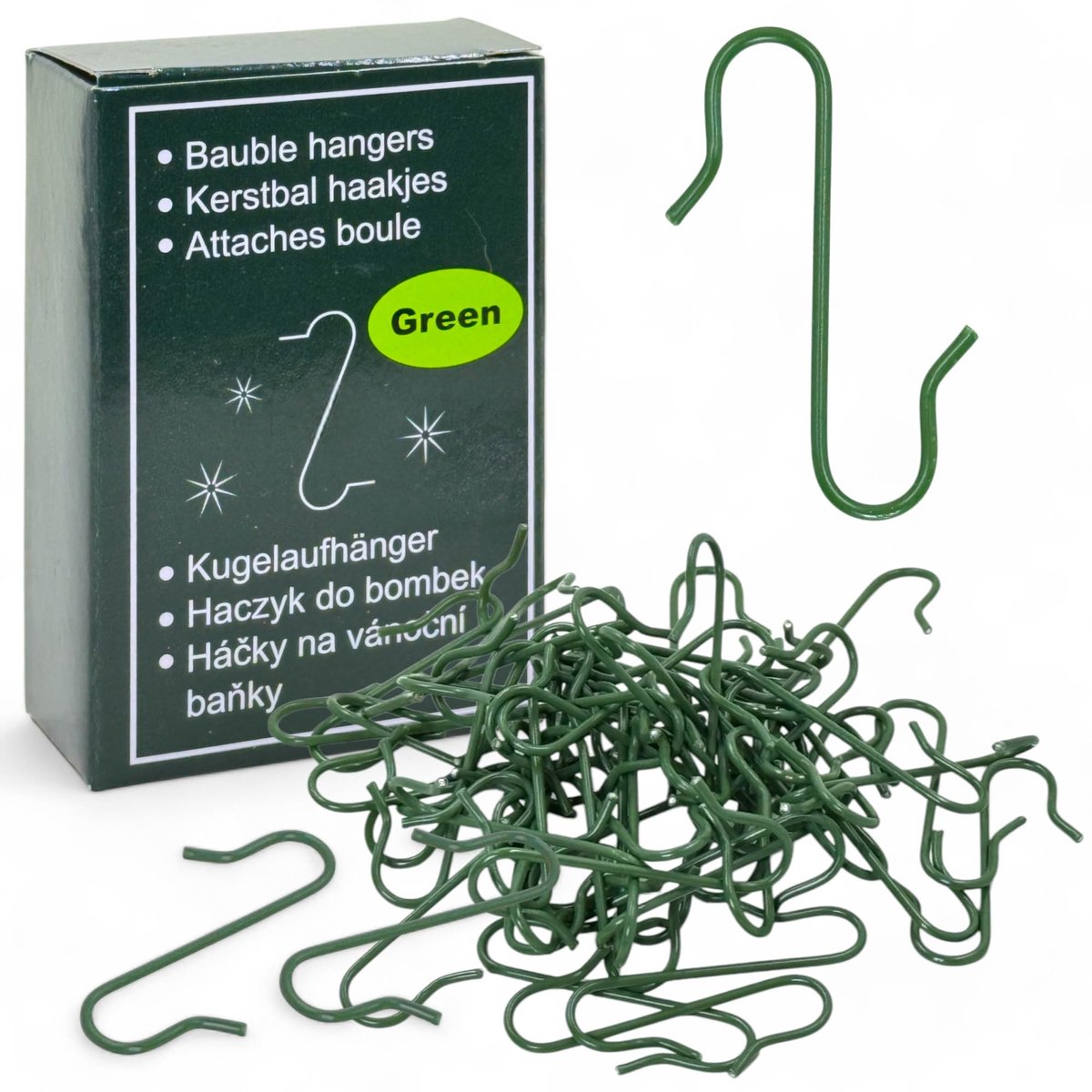 Ball Pendant S Hooks - Christmas Boom Decoratie - Dubbele Haak - 33 mm - Metaal - Groen - 200 Stuks