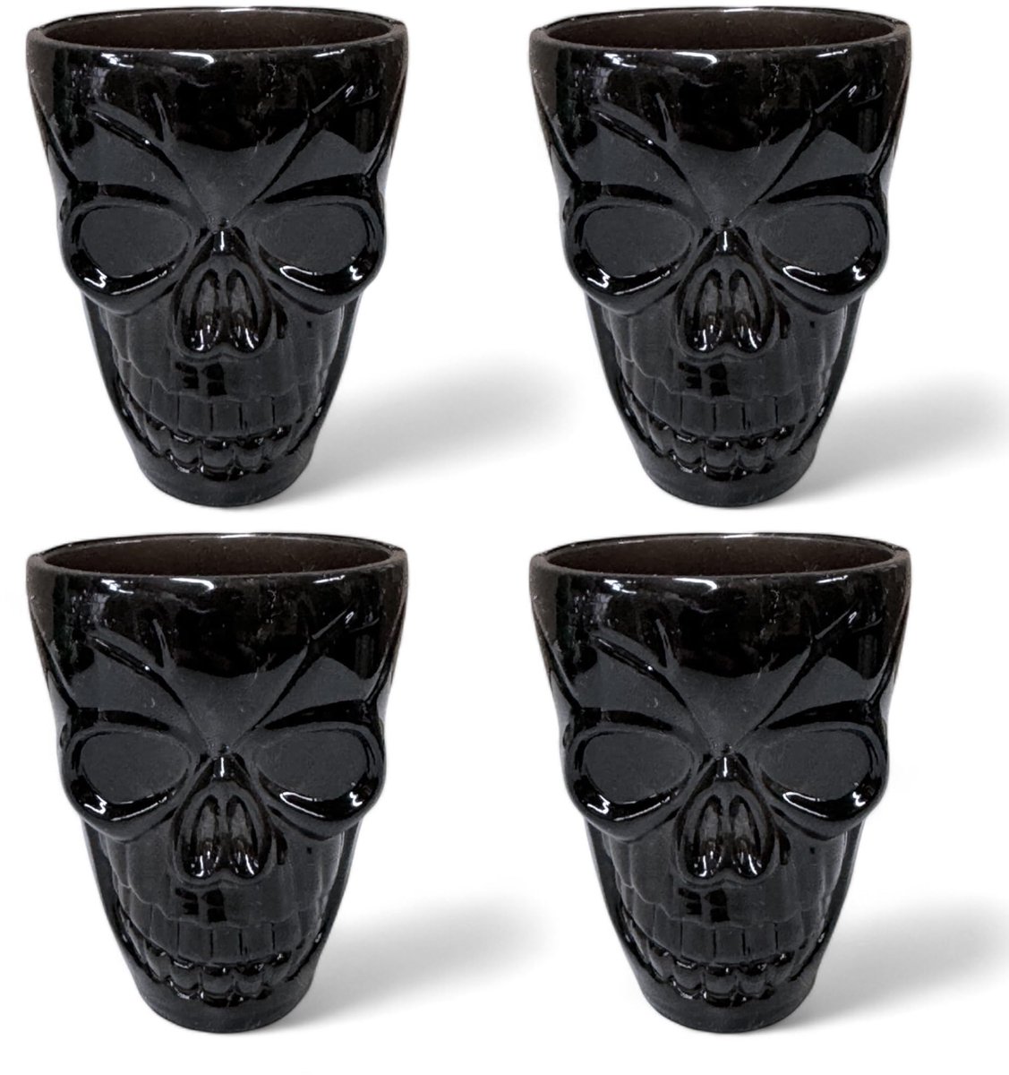 Set van 4 Shotglazen Skull - Zwart Plastic Herbruikbaar - 50 ml Capaciteit