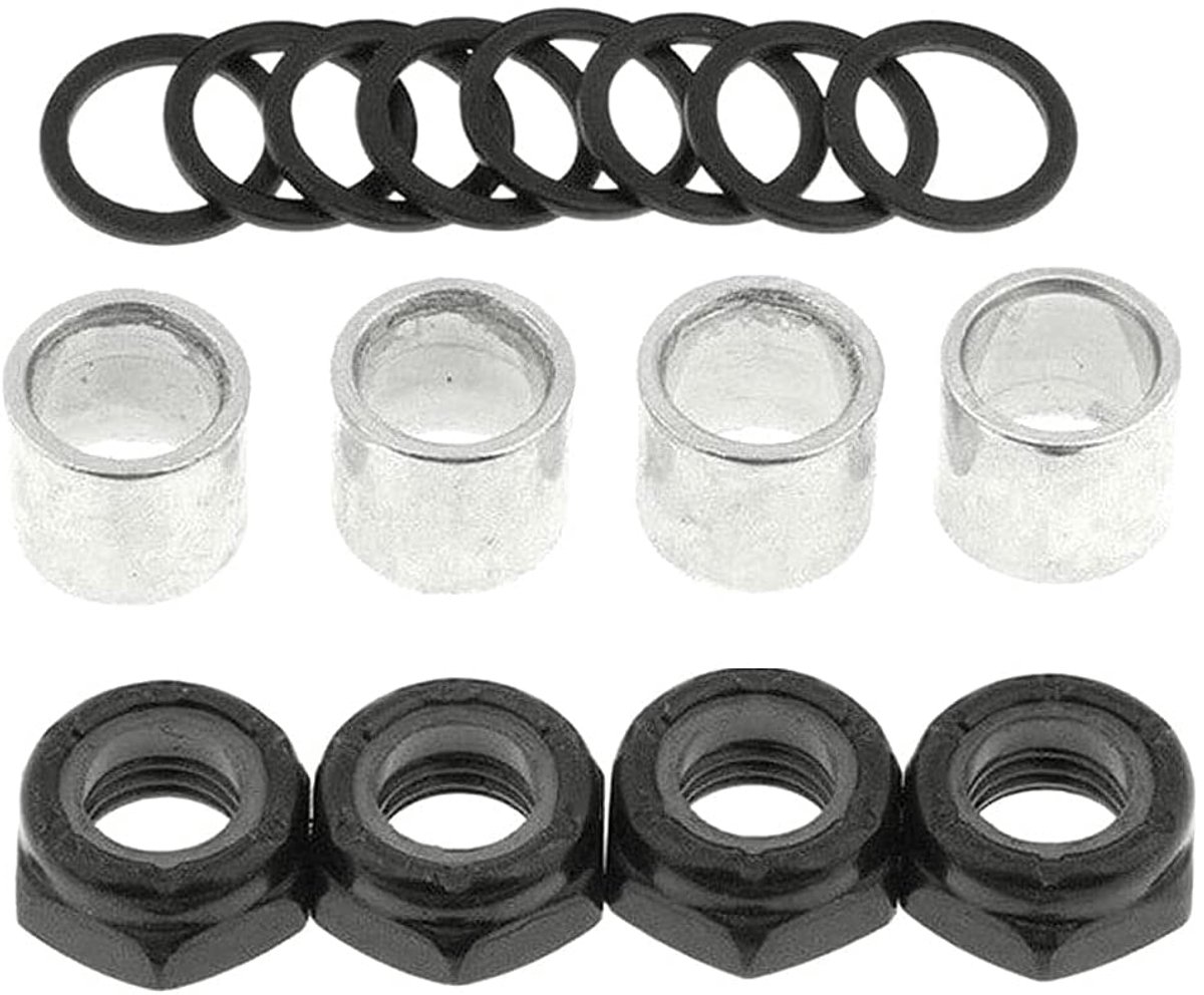Skateboard Truck Speed Kit - 2 Sets met 16 Ringen, 8 Spacers en 8 Moeren - Voor Langdurige Prestaties