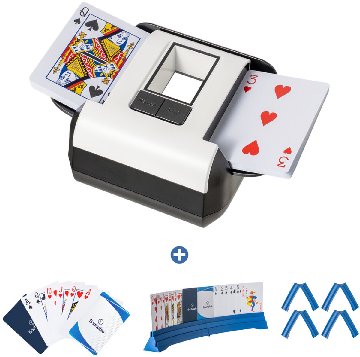 Mélangeur de Cartes à Jouer - 6 Jeux, Plateau Réception, Piles AA