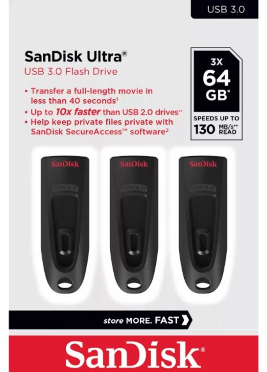 Western Digital Ultrastar SanDisk Ultra USB flash drive 64 GB USB Type-A 3.0 Zwart