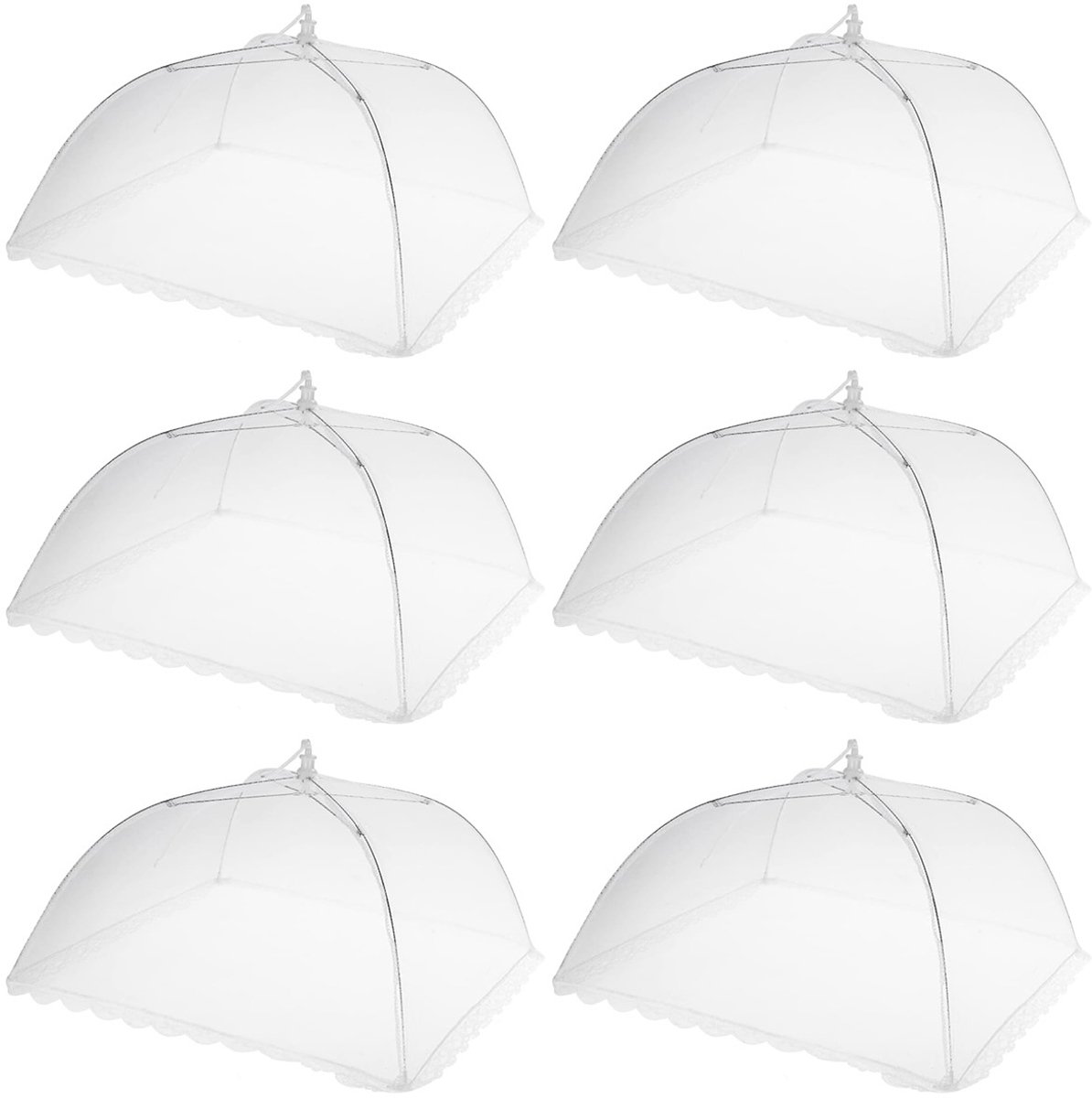 EXCITAT Voedselhoezen - Vliegenhorren - Opvouwbaar - voor BBQ's, Feesten, Buffetten, Kamperen, Picknicks - 6 pack