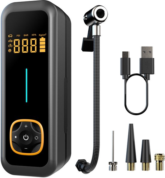 Draagbare luchtpomp, draadloze luchtpomp voor in de auto, multifunctionele noodoplader voor mobiele telefoon, LED-lamp — afbeelding 2