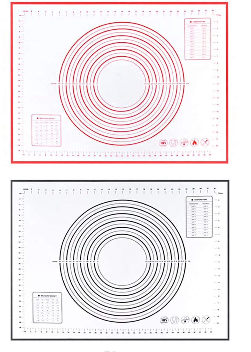 2 stuks Grote Siliconen Bakmat Extra Dikke Anti-aanbak Bakmat met Meting Fondantmat Aanrechtmat Deegrolmat Ovenliner Taartkorstmat (70x50cm)