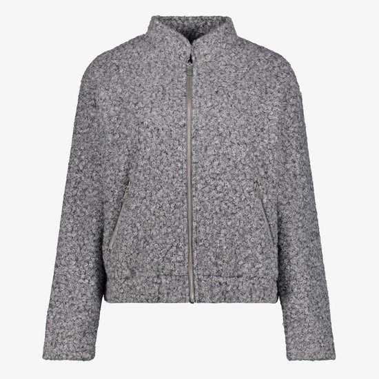 TwoDay dames bouclé bomber jas grijs - Maat S
