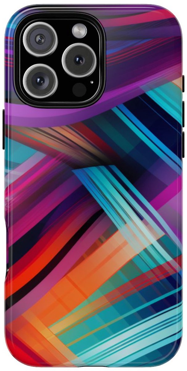 Vrolijk Abstract Gekleurd Golfpatroon – Telefoonhoesje Geschikt voor iPhone 16 Pro Max