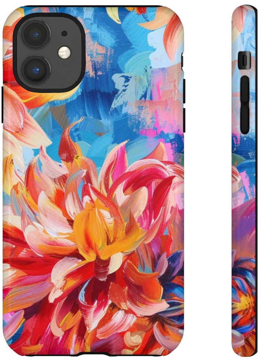 Levendig Abstract Bloemenpatroon – Telefoonhoesje Geschikt voor iPhone 11