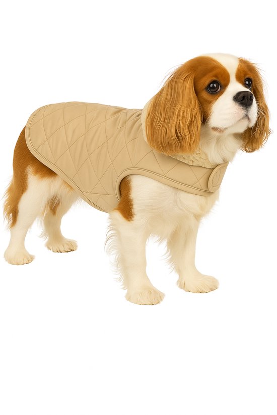 Manteau Flamingo pour chien Bonnie beige - Taille 40cm (A : 40 cm, B : 34-40 cm, C : 54-60 cm) - Idéal pour Beagle, Bouledogue Français, Cocker Spaniel, Shih Tzu & Jack Russell Terrier