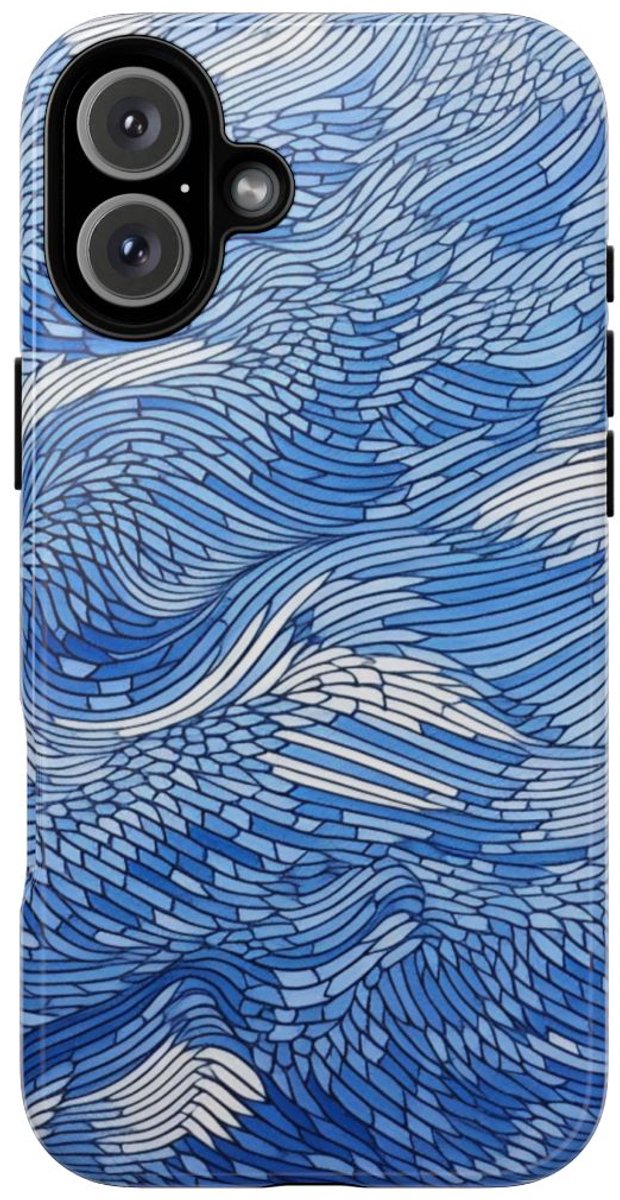 Blauw Abstract Lijnenpatroon – Telefoonhoesje Geschikt voor iPhone 16 Plus